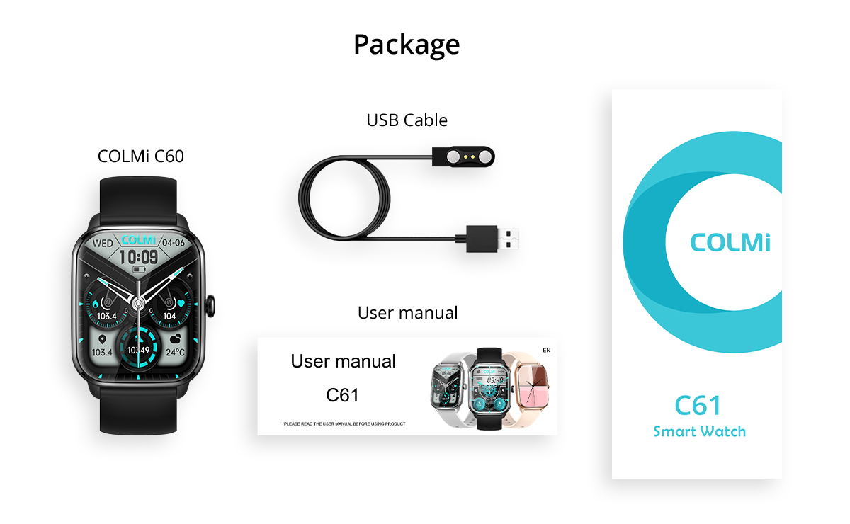 Articoli inclusi nella confezione dello Smart Watch C61