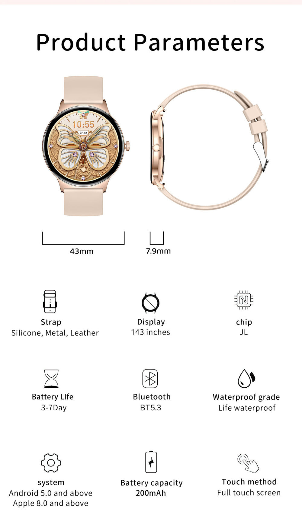parametri dello smartwatch colmi v89