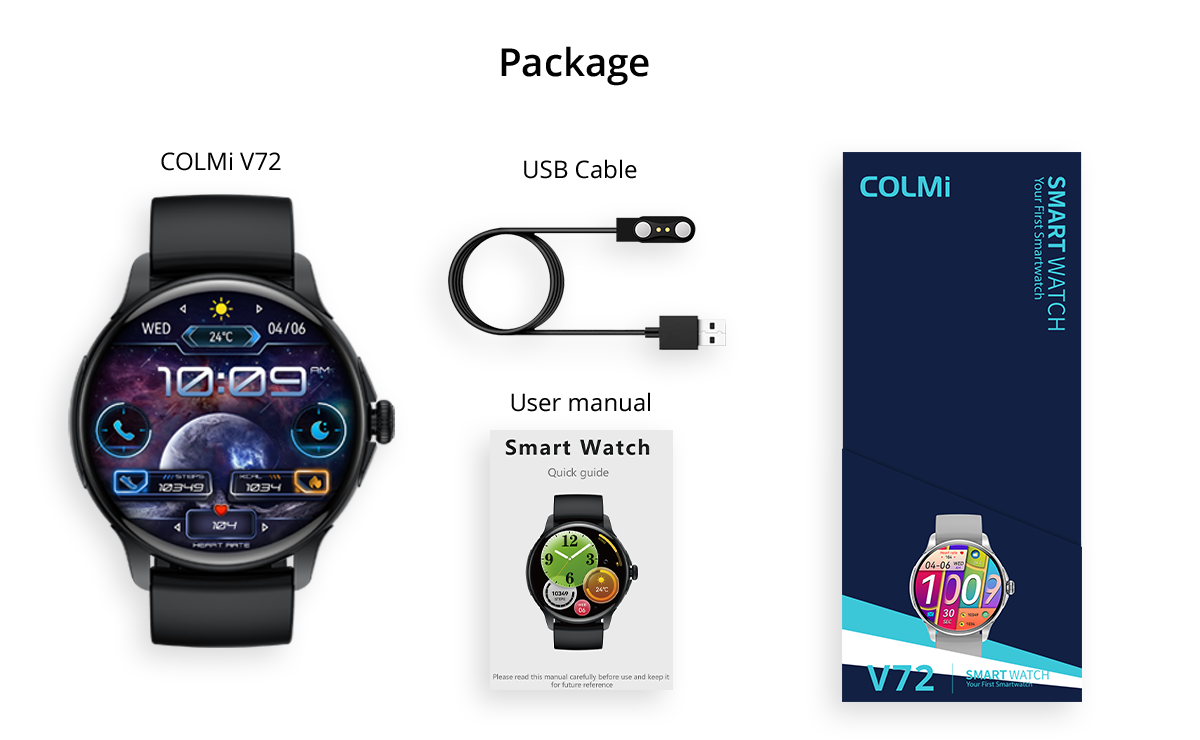 Orologio intelligente Colmi V72 con ampio display AMOLED nella confezione